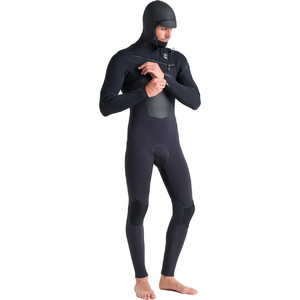 2023 C-Skins Mens ReWired 5/4mm Chest Zip Hooded Wetsuit C-RW54MH - Anthracite / Black X / Petrol